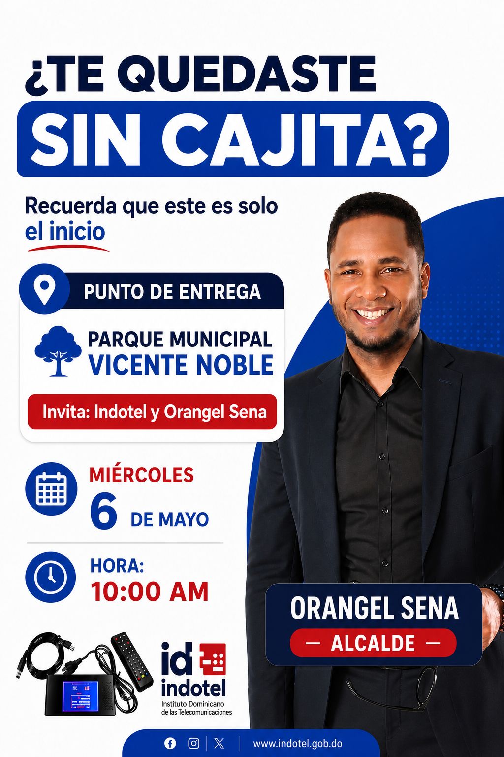 EL AYUNTAMIENTO MUNICIPAL DE VICENTE NOBLE JUNTOS A INDOTEL HACEN ENTREGA DE LA CABLE
